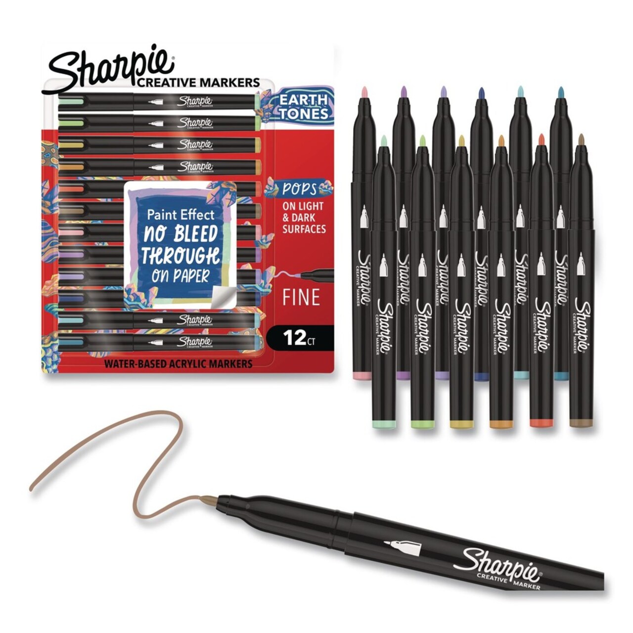 Sharpie Earth Tones Fine Bullet Tip Creative Markers - Assorted (12/Pack)